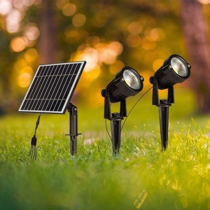 SET 2x Lámpara solar LED para exteriores 2xLED/1,2W/3,7V IP65 3000K