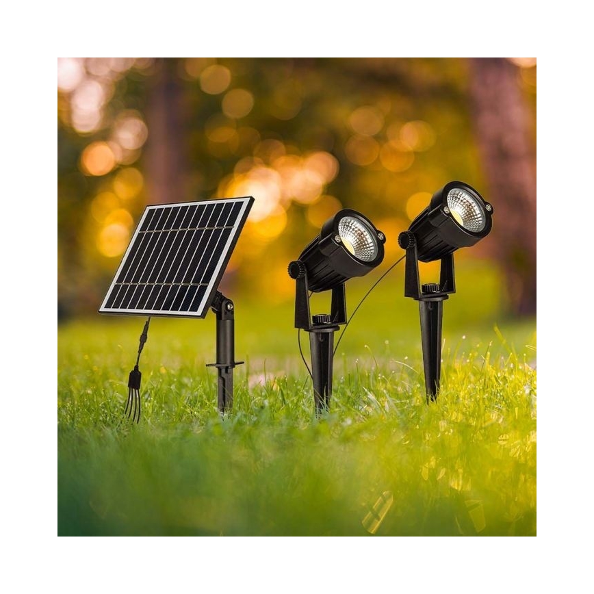 SET 2x Lámpara solar LED para exteriores 2xLED/1,2W/3,7V IP65 3000K