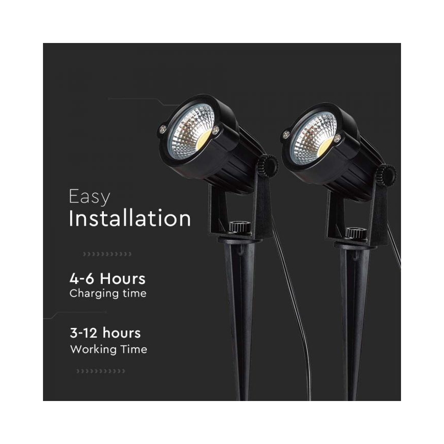 SET 2x Lámpara solar LED para exteriores 2xLED/1,2W/3,7V IP65 3000K