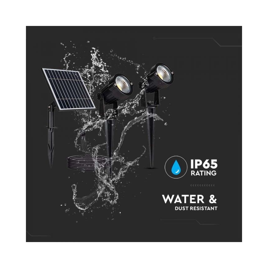 SET 2x Lámpara solar LED para exteriores 2xLED/1,2W/3,7V IP65 3000K