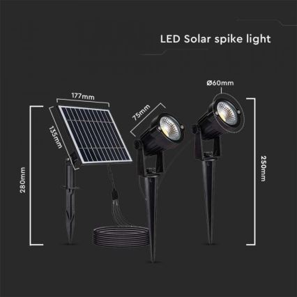 SET 2x Lámpara solar LED para exteriores 2xLED/1,2W/3,7V IP65 3000K