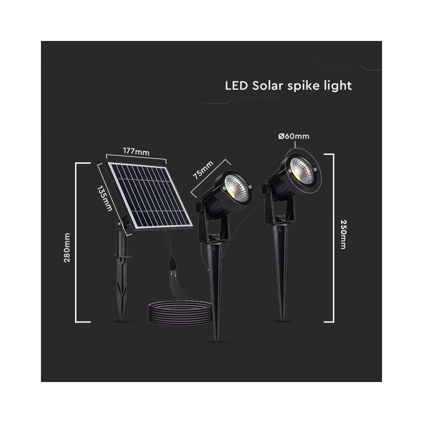 SET 2x Lámpara solar LED para exteriores 2xLED/1,2W/3,7V IP65 3000K