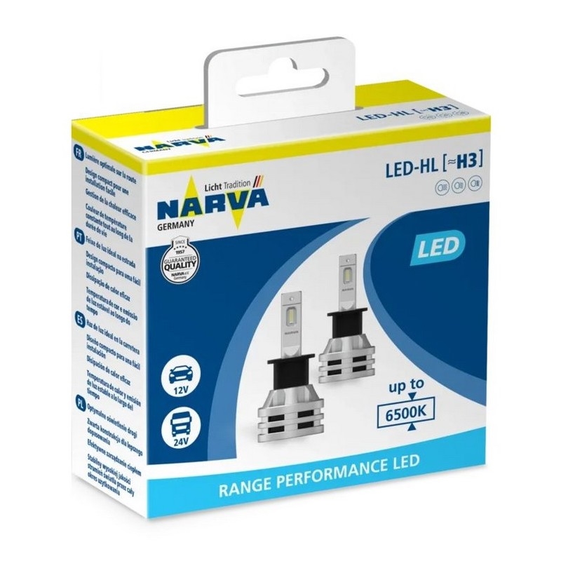 SET 2x LED Bombilla H3 PK22s/19W/12V 6500K - Narva 18058RPNVAX2
