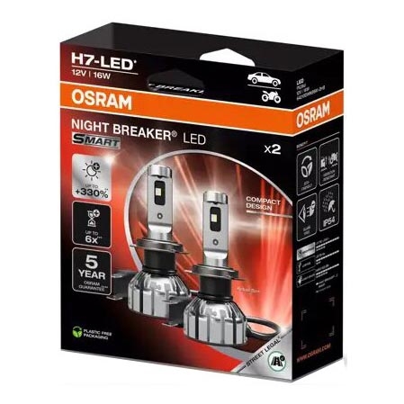 SET 2x LED Bombilla NIGHT BREAKER H7 PX26d/16W/12V 6000K - Osram