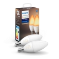 SET 2x LED Bombilla regulable Philips Hue WHITE AMBIANCE B39 E14/4W/230V 2200K - 6500K