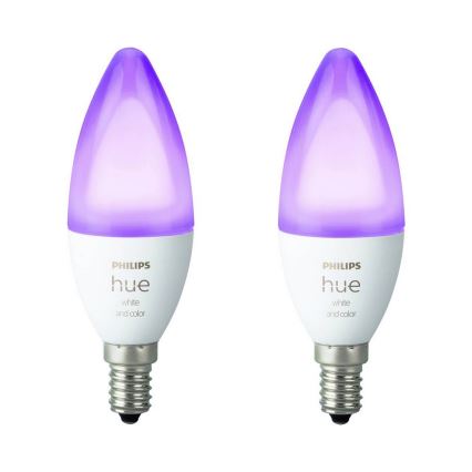 SET 2x LED Bombilla regulable Philips Hue WHITE AND COLOR AMBIANCE B39 E14/5,3W/230V 2200K - 6500K