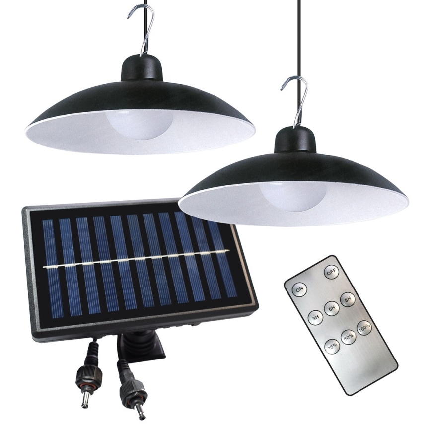 SET 2x LED Lámpara colgante solar con sensor crepuscular LED/6W/3,7V 2000 mAh IP44 + control remoto