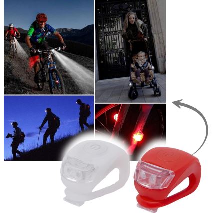 SET 2x Luz LED para bicicleta/1xCR2032 IP44 rojo/blanco