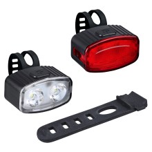 SET 2x Luz LED recargable y regulable para bicicleta 350mAh IP44 rojo/blanco