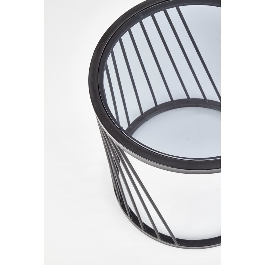 SET 2x Mesa de centro ANTILLA diá. 42/50 cm negro/Ahumado