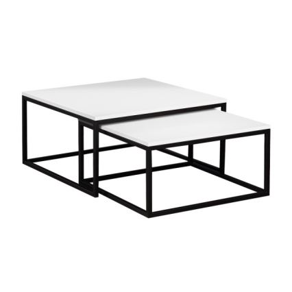 SET 2x Mesa de centro DUAL blanco/negro