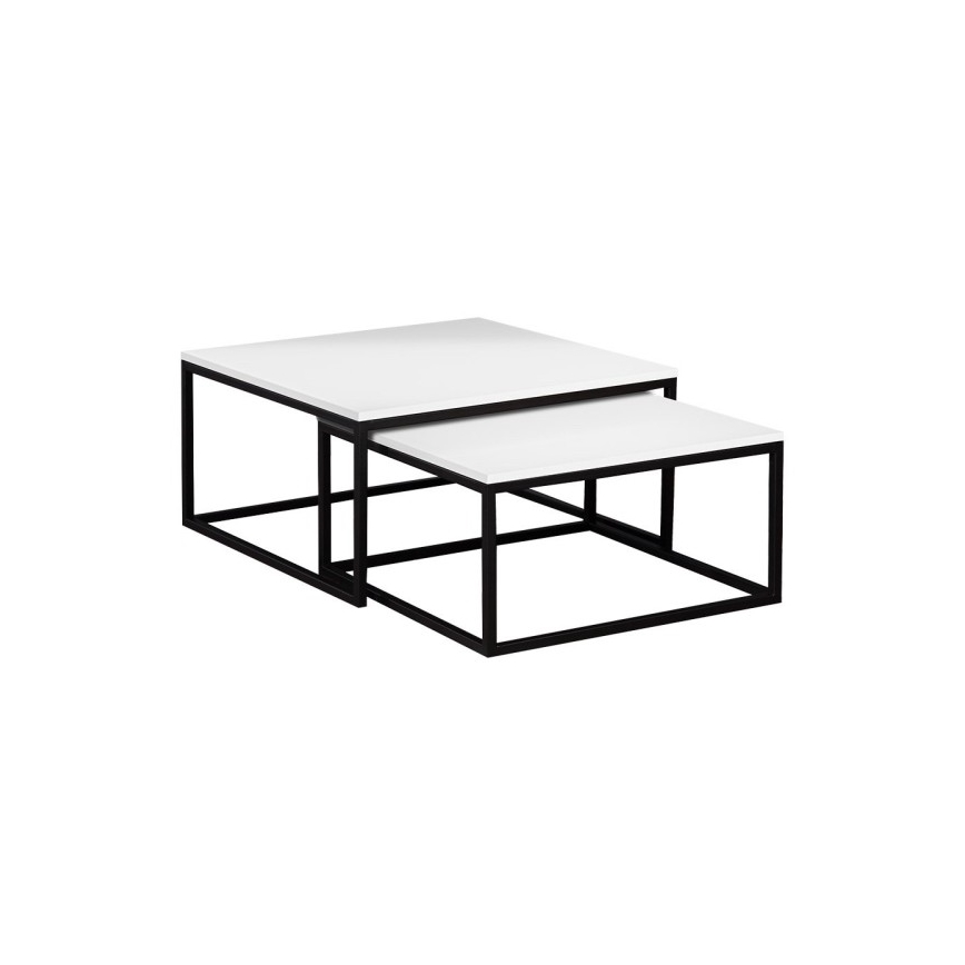 SET 2x Mesa de centro DUAL blanco/negro