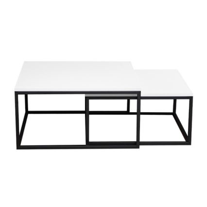 SET 2x Mesa de centro DUAL blanco/negro