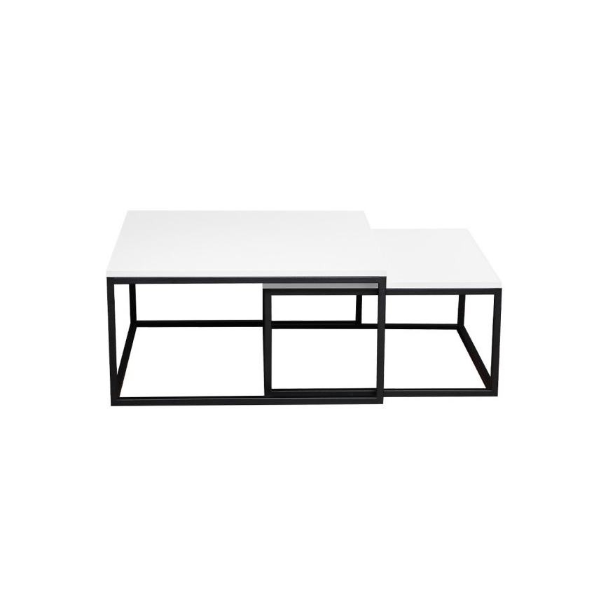 SET 2x Mesa de centro DUAL blanco/negro