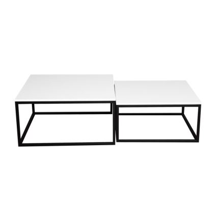 SET 2x Mesa de centro DUAL blanco/negro