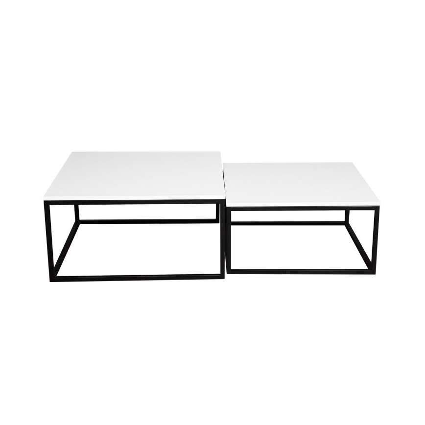 SET 2x Mesa de centro DUAL blanco/negro