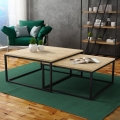 SET 2x Mesa de centro DUAL dorado roble/negro
