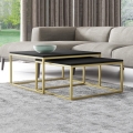 SET 2x Mesa de centro DUAL negro/dorado