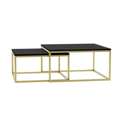 SET 2x Mesa de centro DUAL negro/dorado