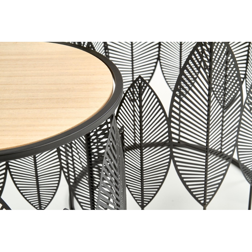 SET 2x Mesa de centro FOLLA diá. 33/40 cm negro