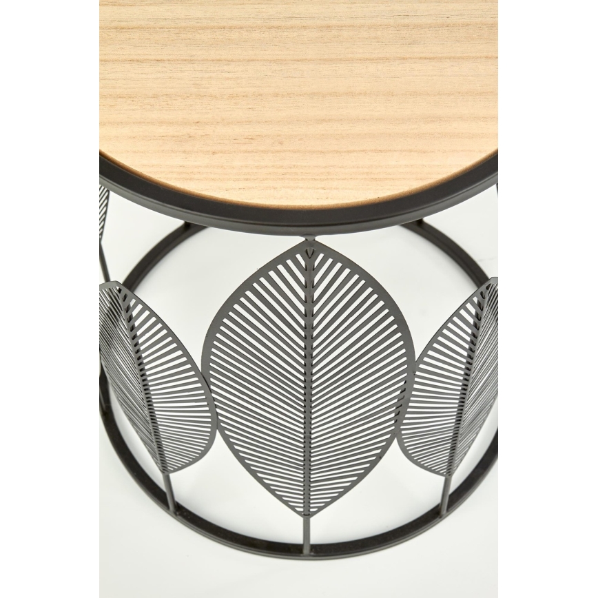 SET 2x Mesa de centro FOLLA diá. 33/40 cm negro