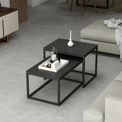 SET 2x Mesa de centro LEKA negro