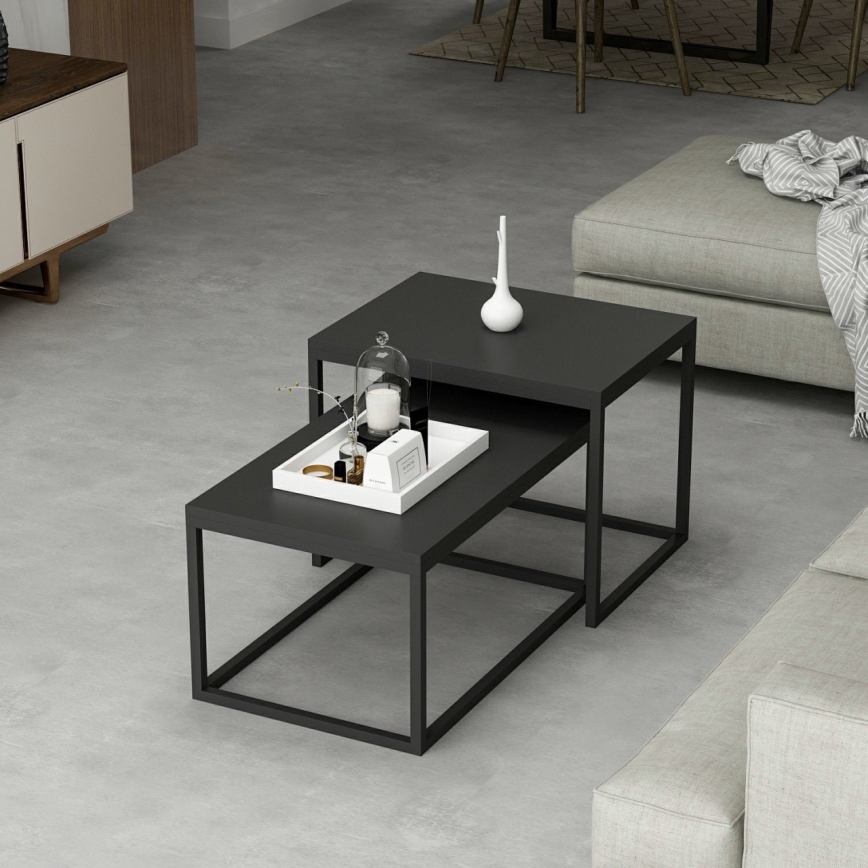 SET 2x Mesa de centro LEKA negro