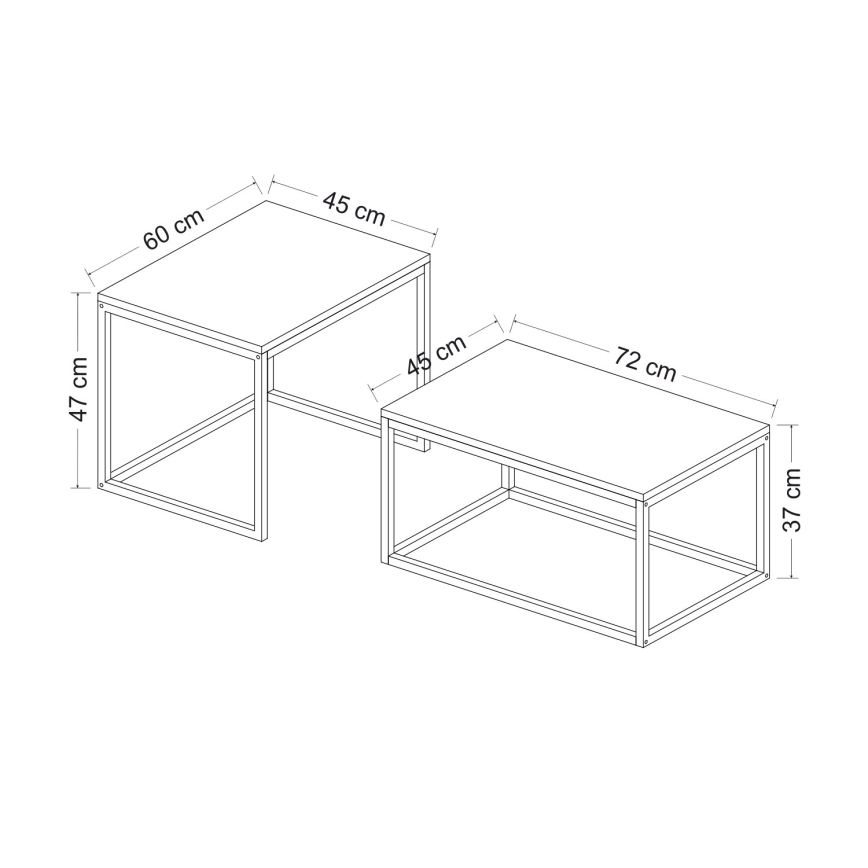 SET 2x Mesa de centro LEKA negro