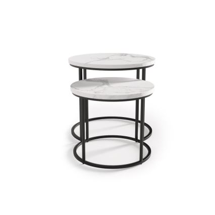 SET 2x Mesa de centro OREO diá. 43/53 cm negro/decoración de mármol