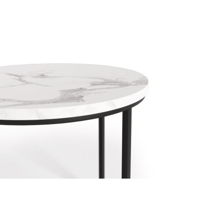 SET 2x Mesa de centro OREO diá. 43/53 cm negro/decoración de mármol