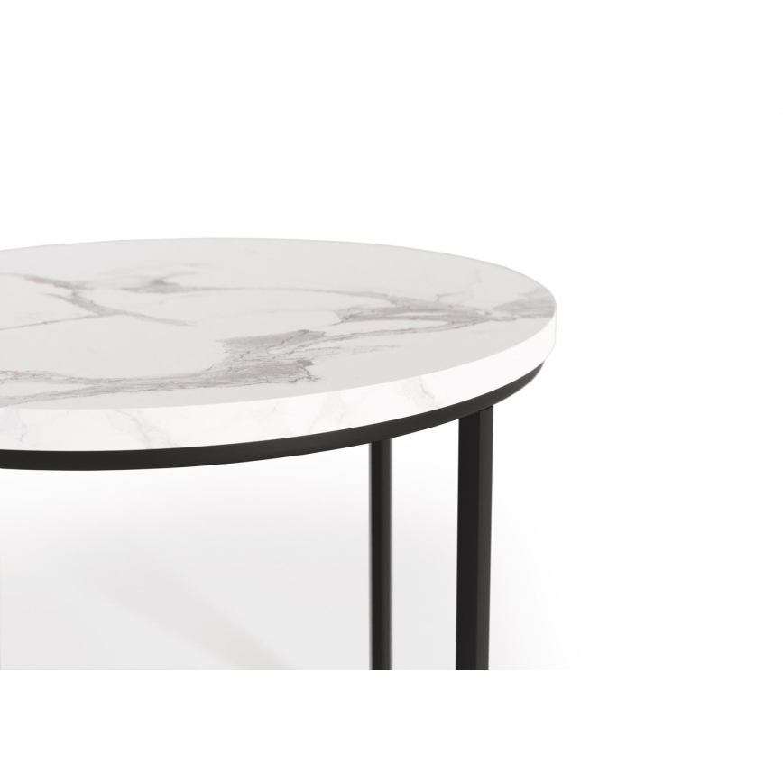 SET 2x Mesa de centro OREO diá. 43/53 cm negro/decoración de mármol