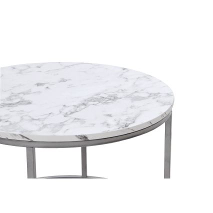 SET 2x Mesa de centro PAOLA diá. 38/60 cm gris/decoración de mármol