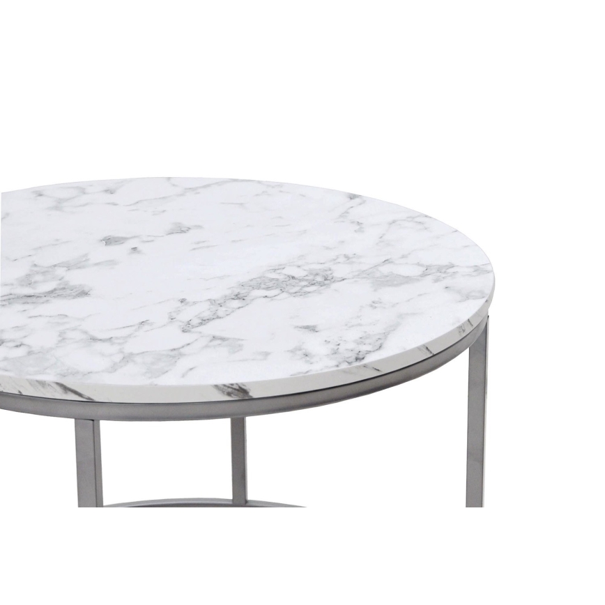 SET 2x Mesa de centro PAOLA diá. 38/60 cm gris/decoración de mármol