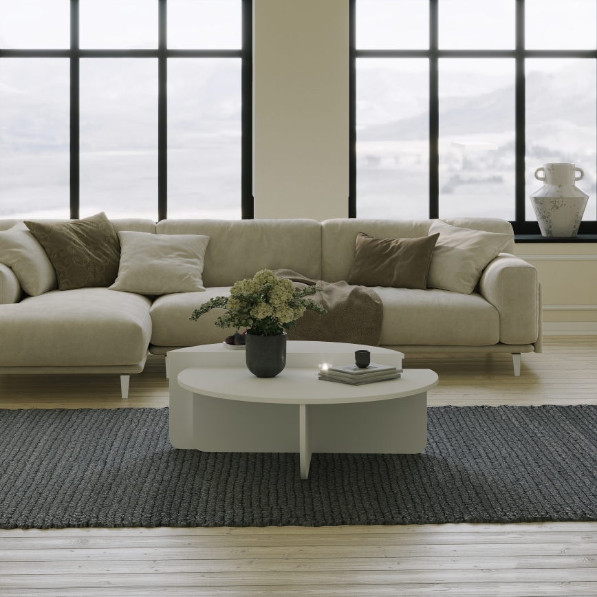 SET 2x Mesa de centro PODIUM blanco