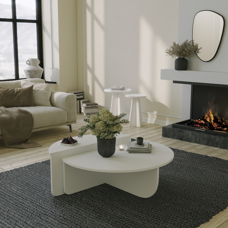 SET 2x Mesa de centro PODIUM blanco