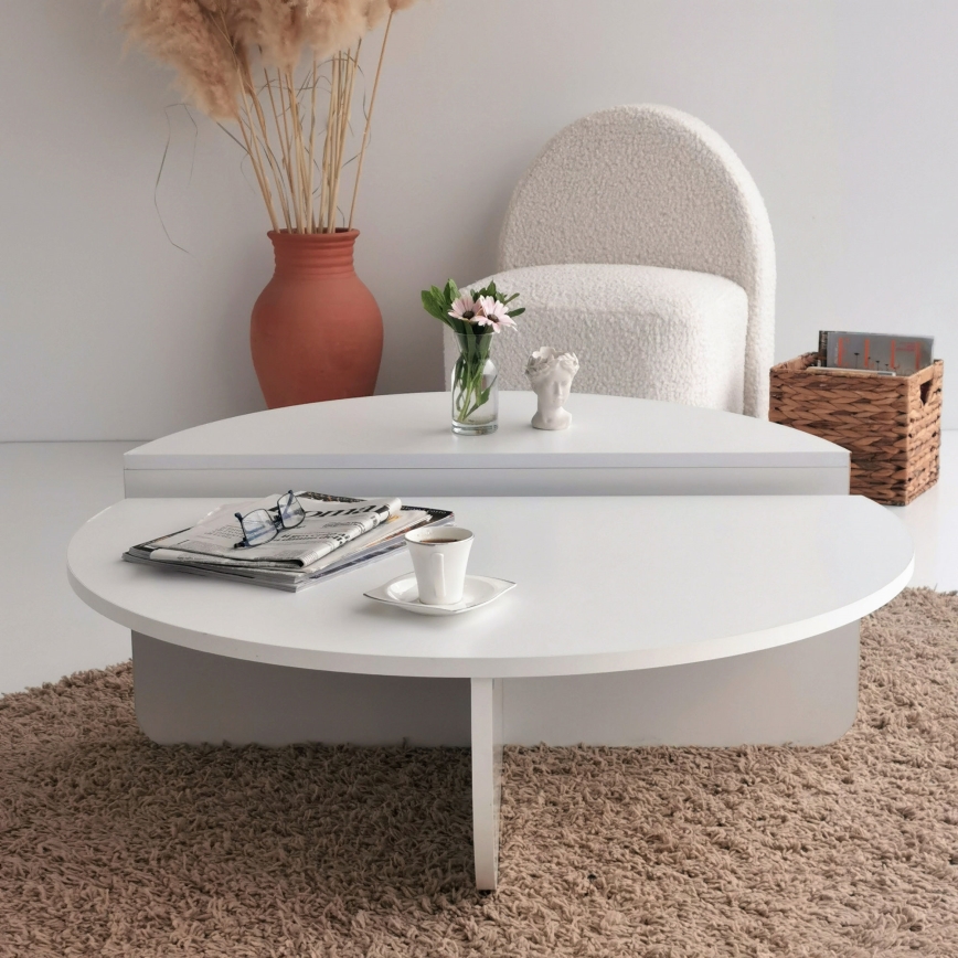 SET 2x Mesa de centro PODIUM blanco