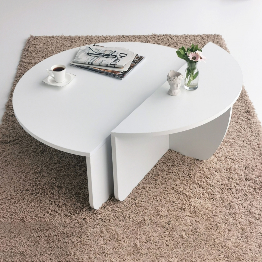 SET 2x Mesa de centro PODIUM blanco