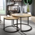 SET 2x Mesa de centro RABEN negro/dorado roble