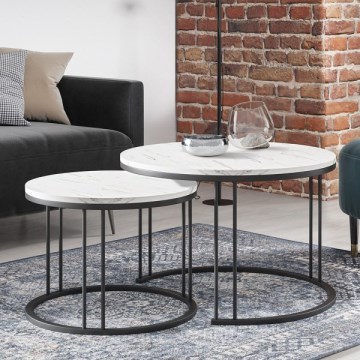 SET 2x Mesa de centro RAGNAR negro/blanco
