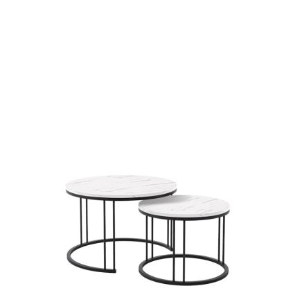 SET 2x Mesa de centro RAGNAR negro/blanco