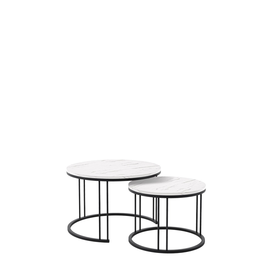 SET 2x Mesa de centro RAGNAR negro/blanco