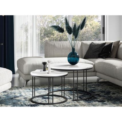 SET 2x Mesa de centro RAGNAR negro/blanco