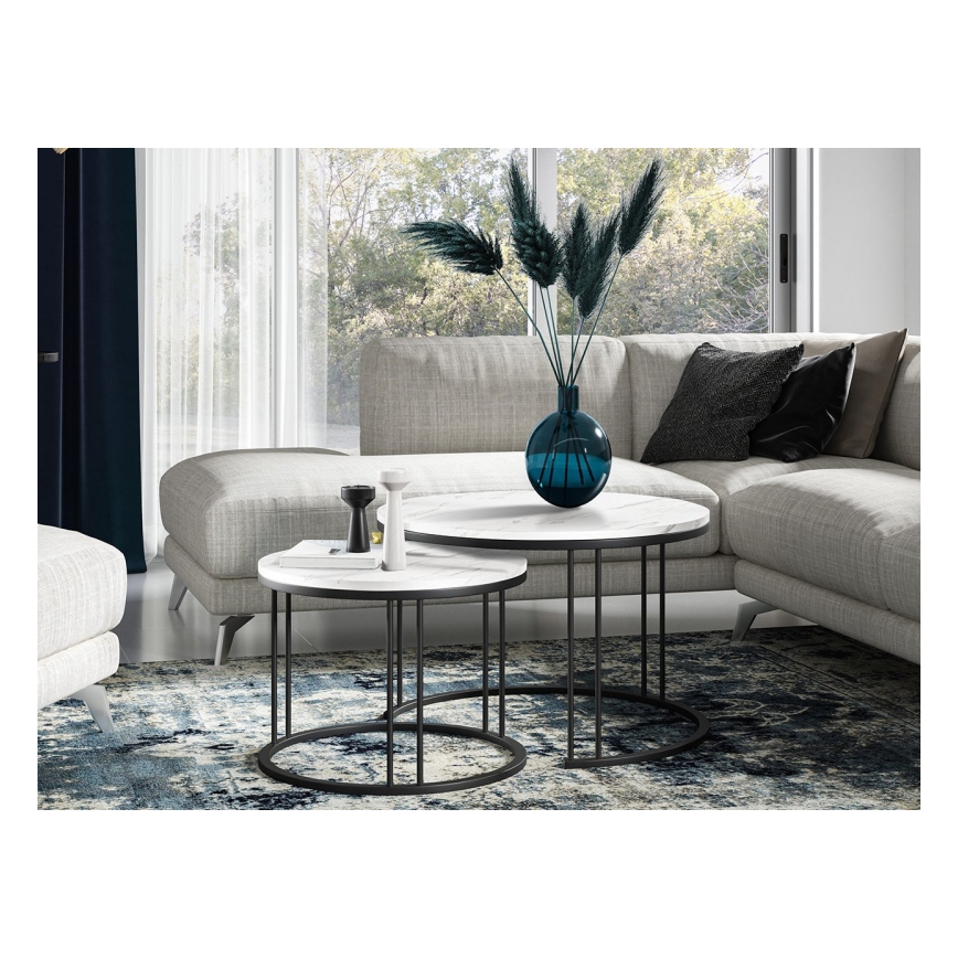 SET 2x Mesa de centro RAGNAR negro/blanco