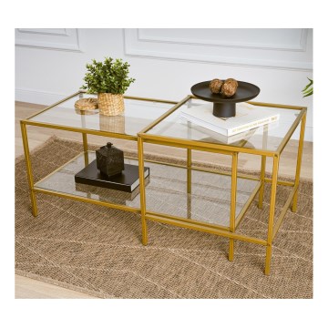 SET 2x Mesa de centro SEVAY dorado