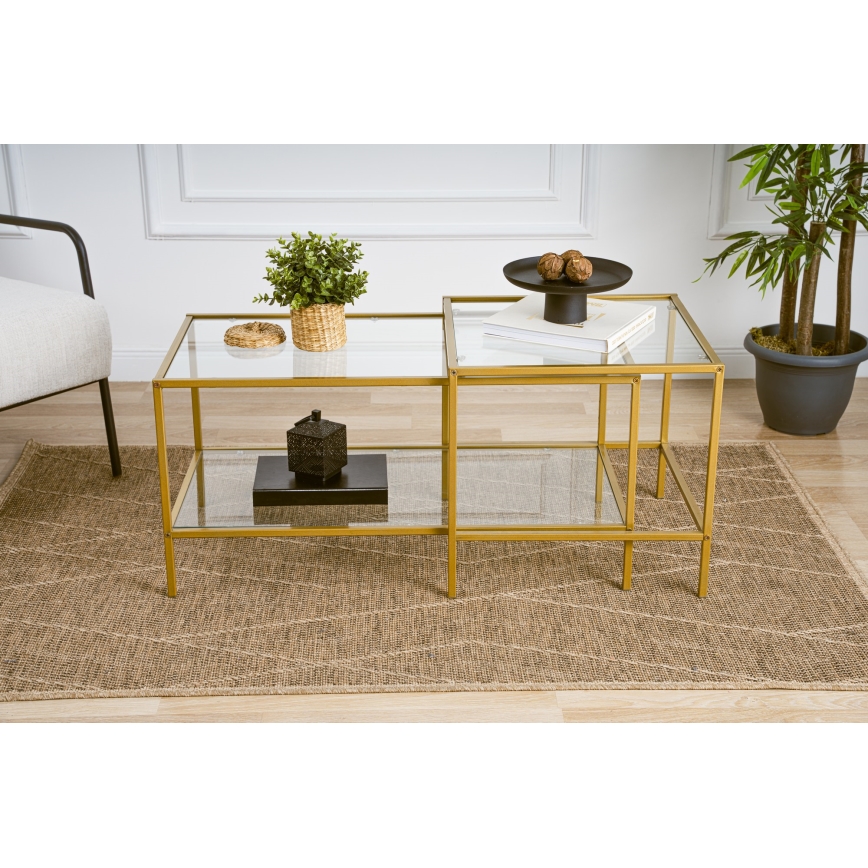 SET 2x Mesa de centro SEVAY dorado