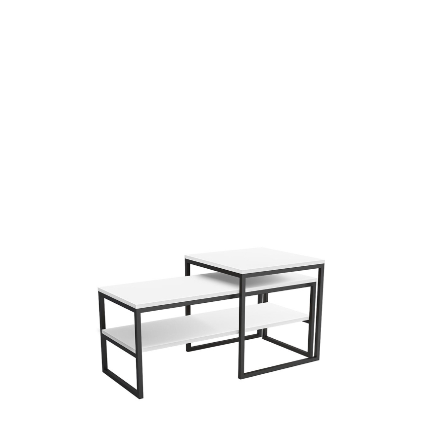 SET 2x Mesa de centro TONY negro/blanco
