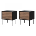 SET 2x Mesita de noche CORTINA 51x45 cm negro/nogal warnia
