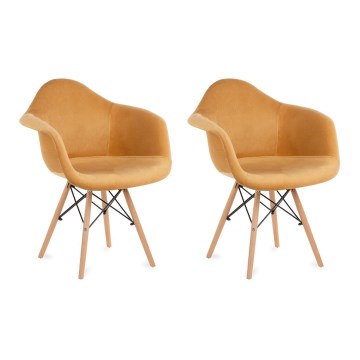 SET 2x Silla de comedor NEREA 80x60,5 cm amarillo/haya