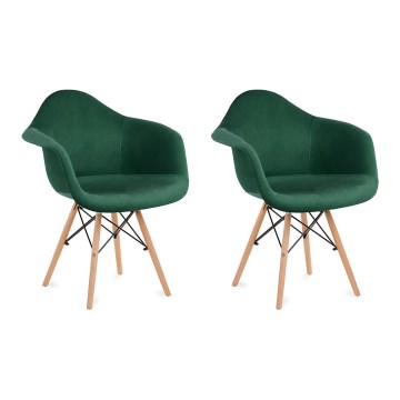 SET 2x Silla de comedor NEREA 80x60,5 cm verde/haya