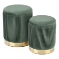 SET 2x Taburete MONTY diá. 36/44 cm Verde/dorado